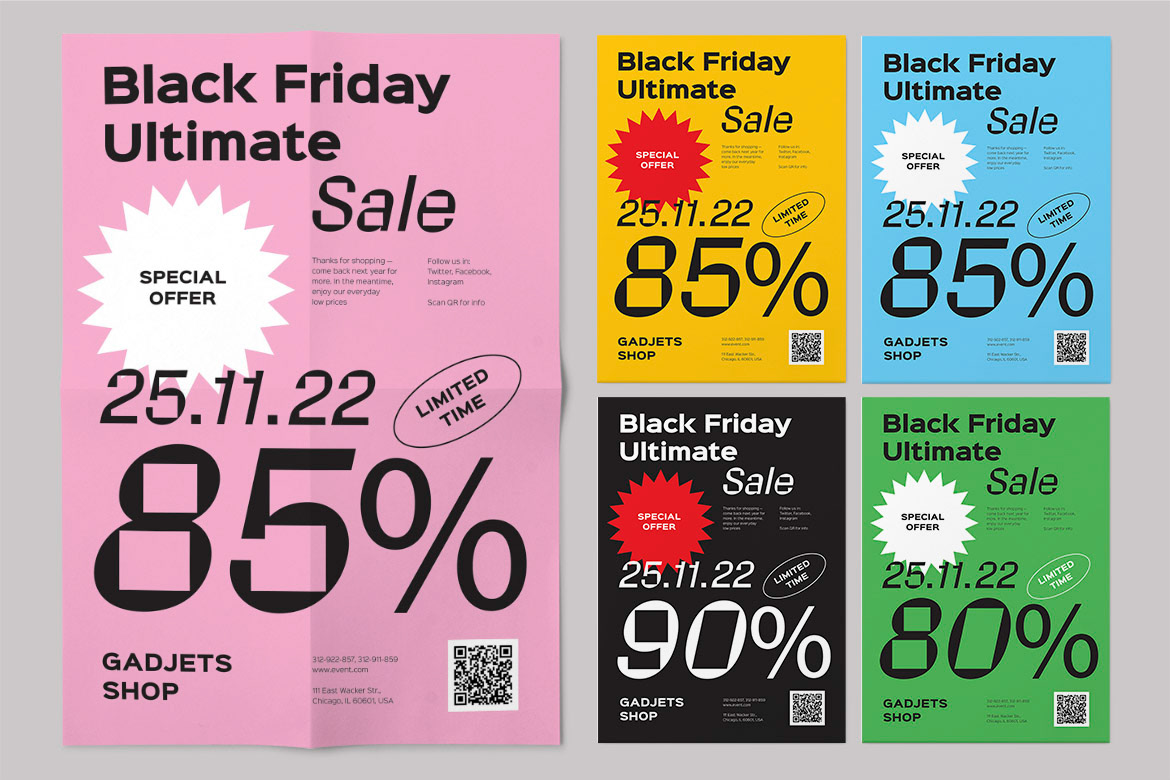 black  Friday Cyber Monday Deal discount Event flyer offer poster Promotion sale