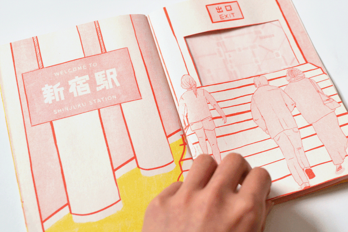 Riso print tokyo underground train Zine  Booklet ILLUSTRATION  japan Risoprint