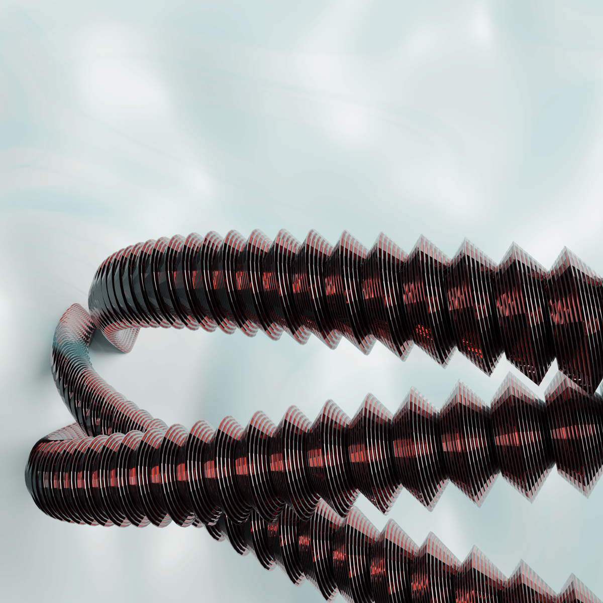 Brutalism metal striped painting   Scifi Wires 3d artist blender red cords