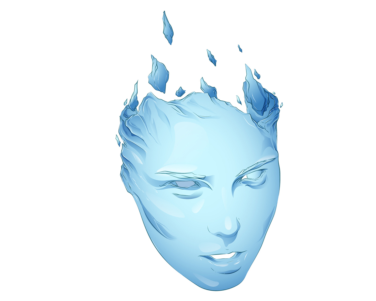vector mask Illustrator Vecteur power Powerful color light woman ice glace frost snow Blizzard ai
