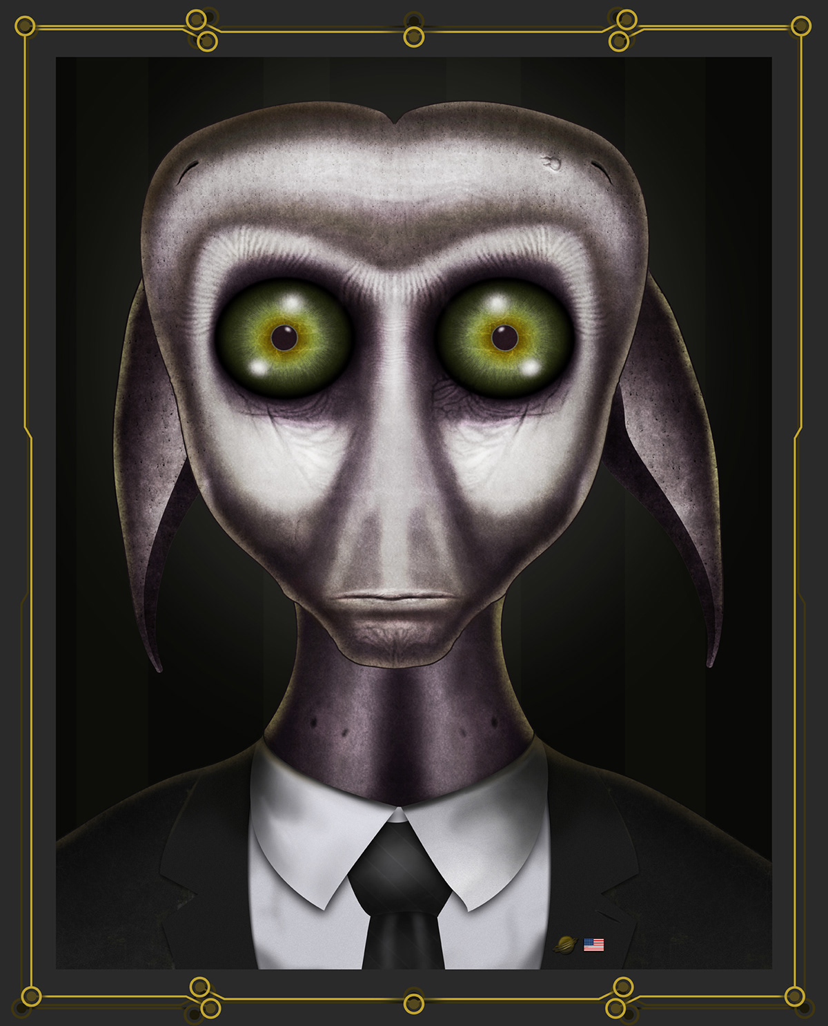 alien tie suit flag eye
