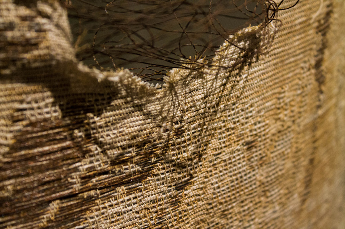 transient structures weaving jacquard iron wire rust linen cotton panels Textiles fibers natural images