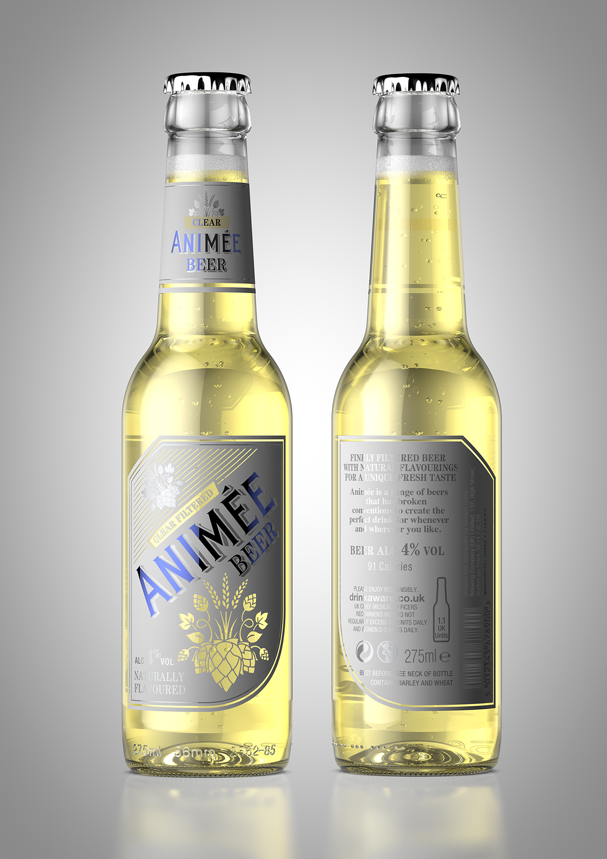 Adobe Portfolio animée beer bottle 3D vccp lager
