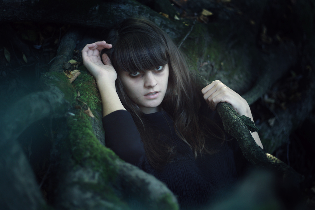forest Nature conceptual photography art Outdoor girl water stream dark atmosphere