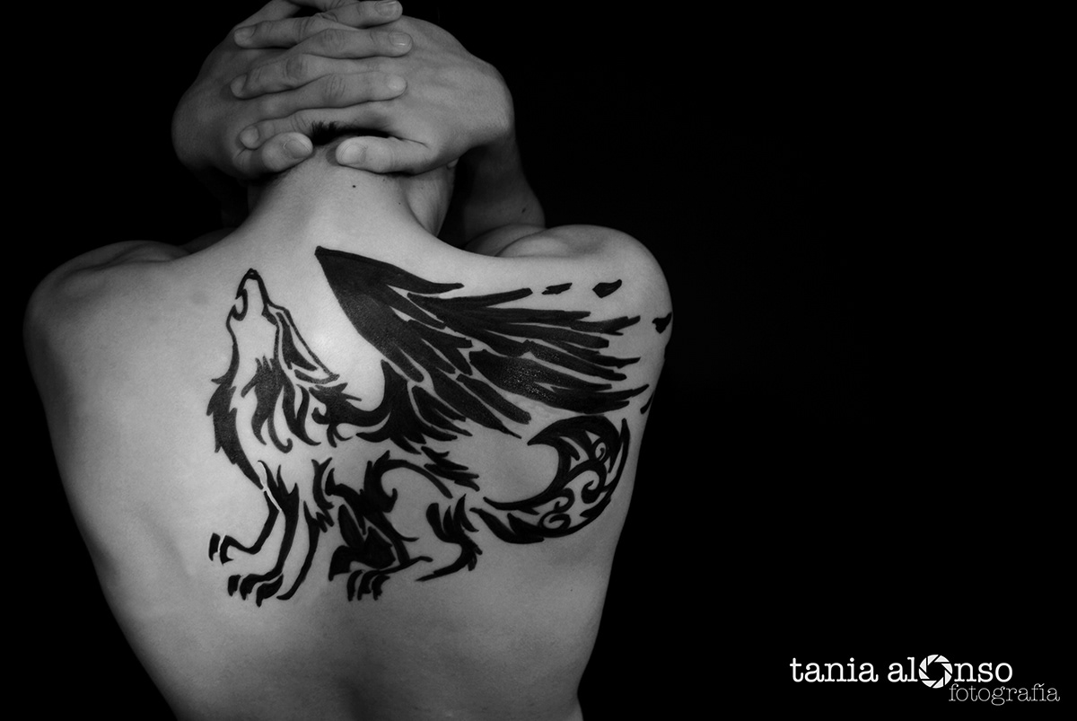 wolf tattoo design Project school college black and white photo model