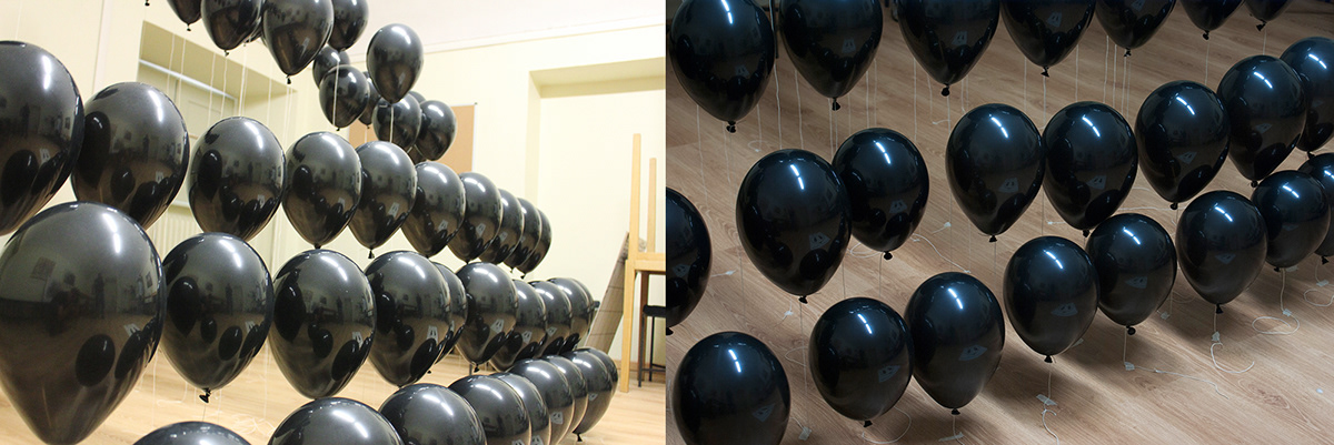 balloons black art museum fine art anamorphic design