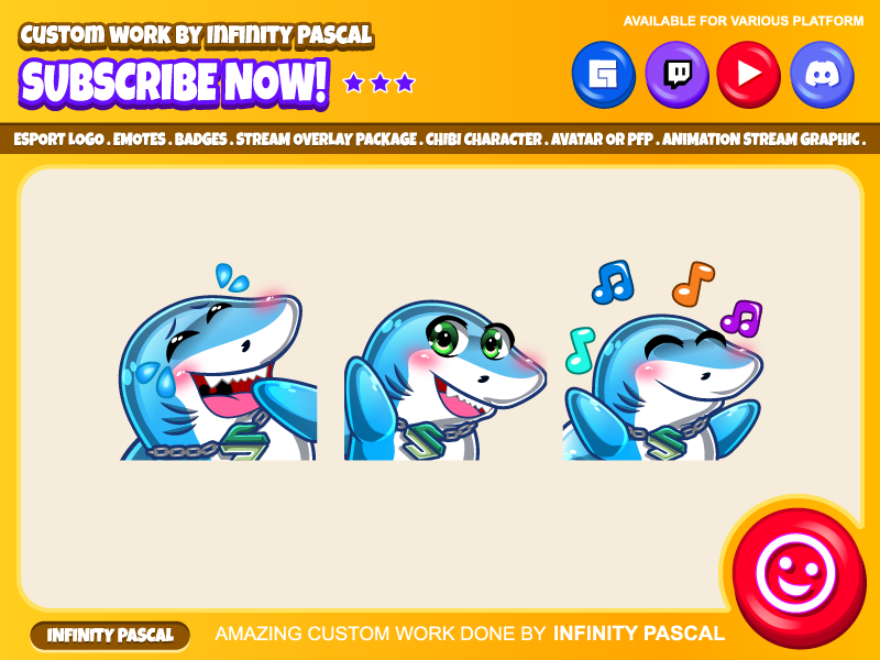 shark ILLUSTRATION  Digital Art  Graphic Designer adobe illustrator custom design graphic design  Twitch Twitch Emotes Streamer