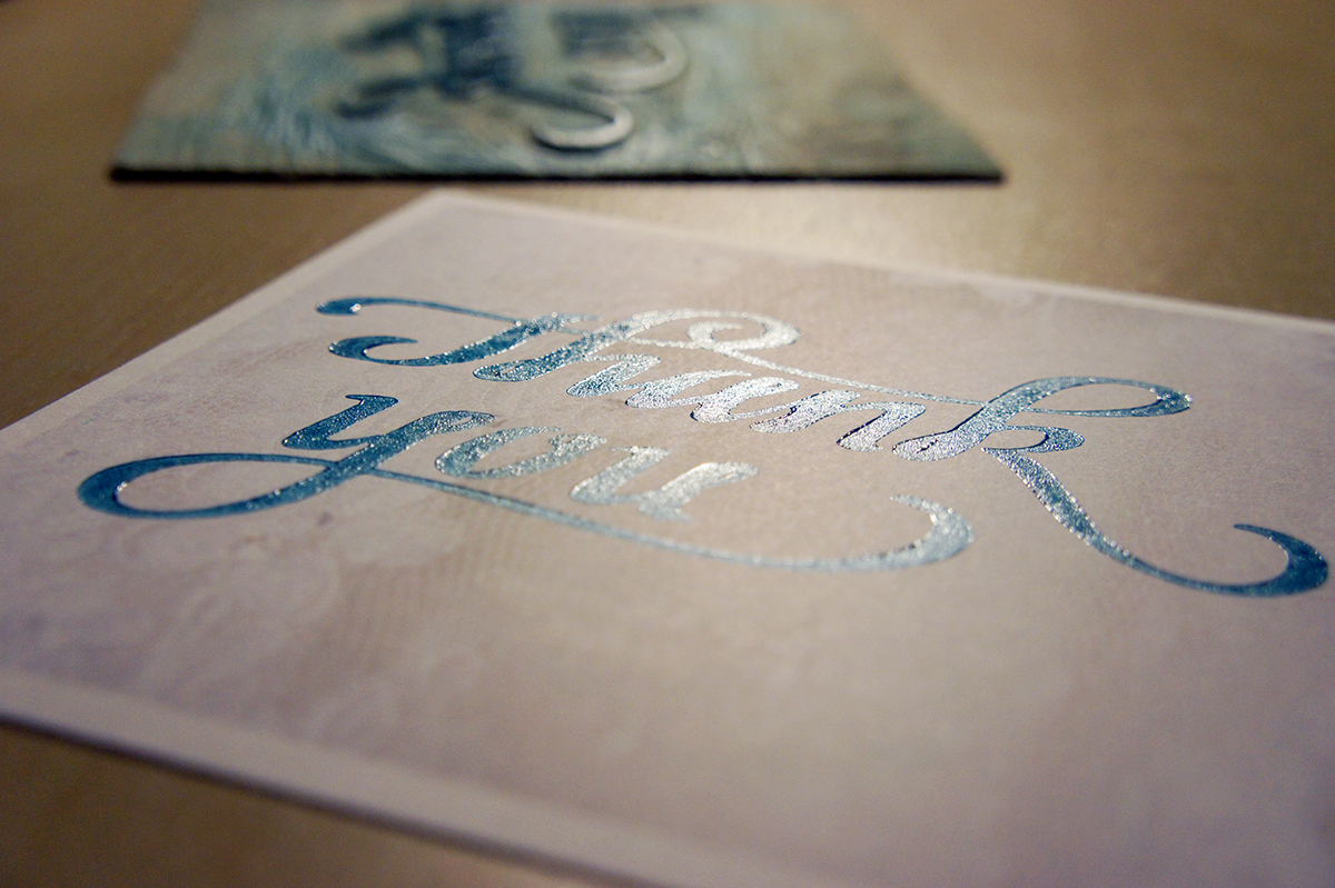 thankyou card wedding Linoprint linocut graphicdesign lettering craft