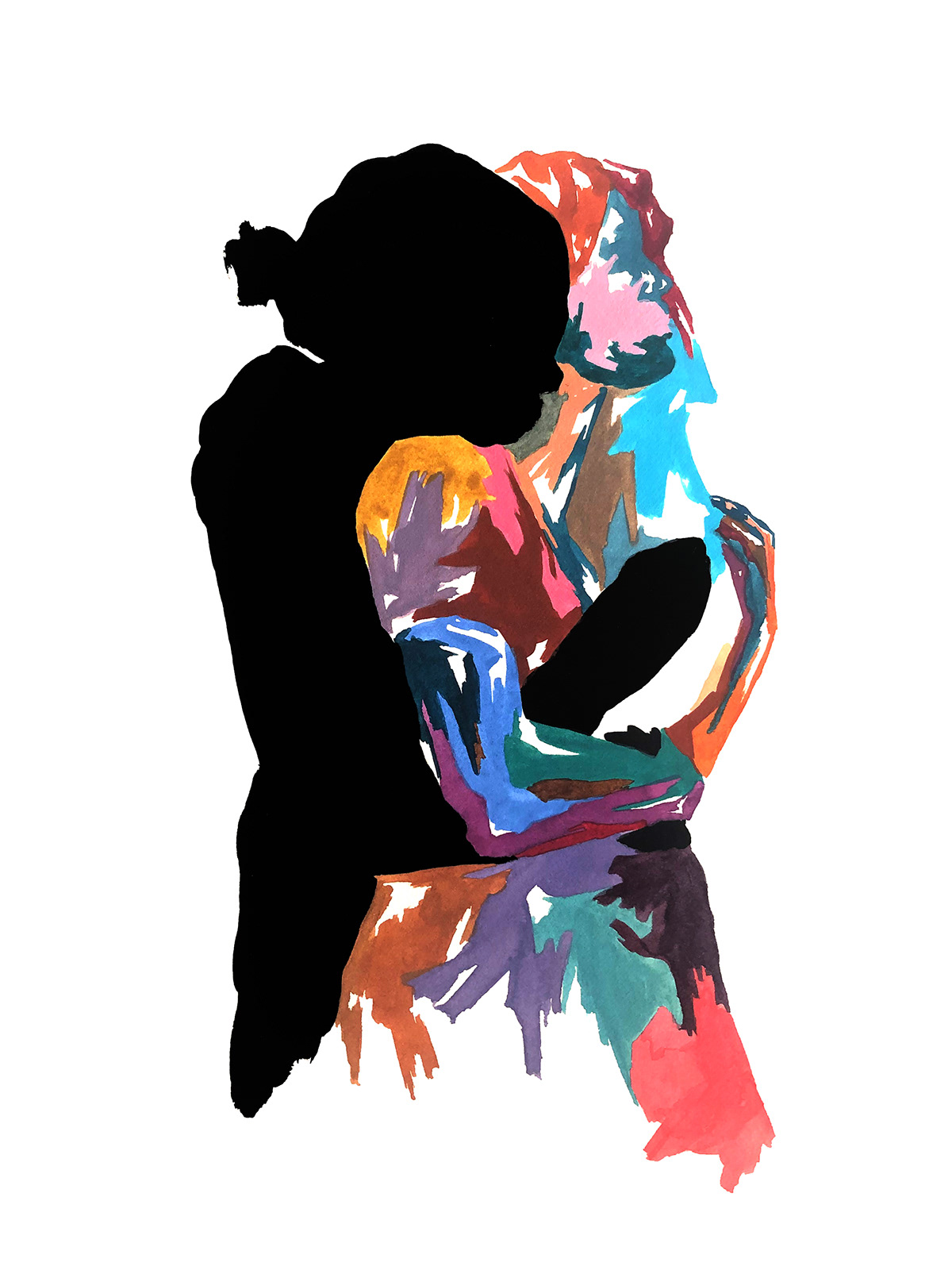 artwork colorful couple couples hug Human Figure kiss painting   touch watercolor