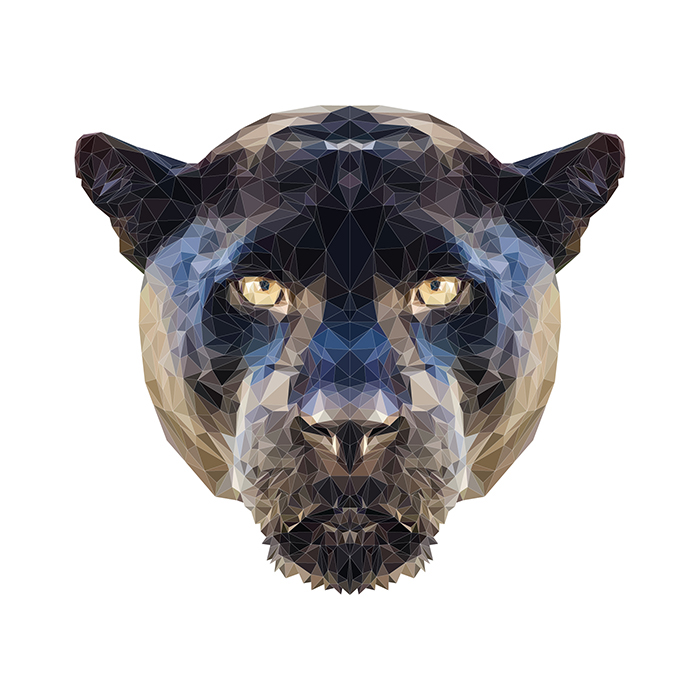 indy-visual.com polygon animal face animal jaguar Black Jaguar