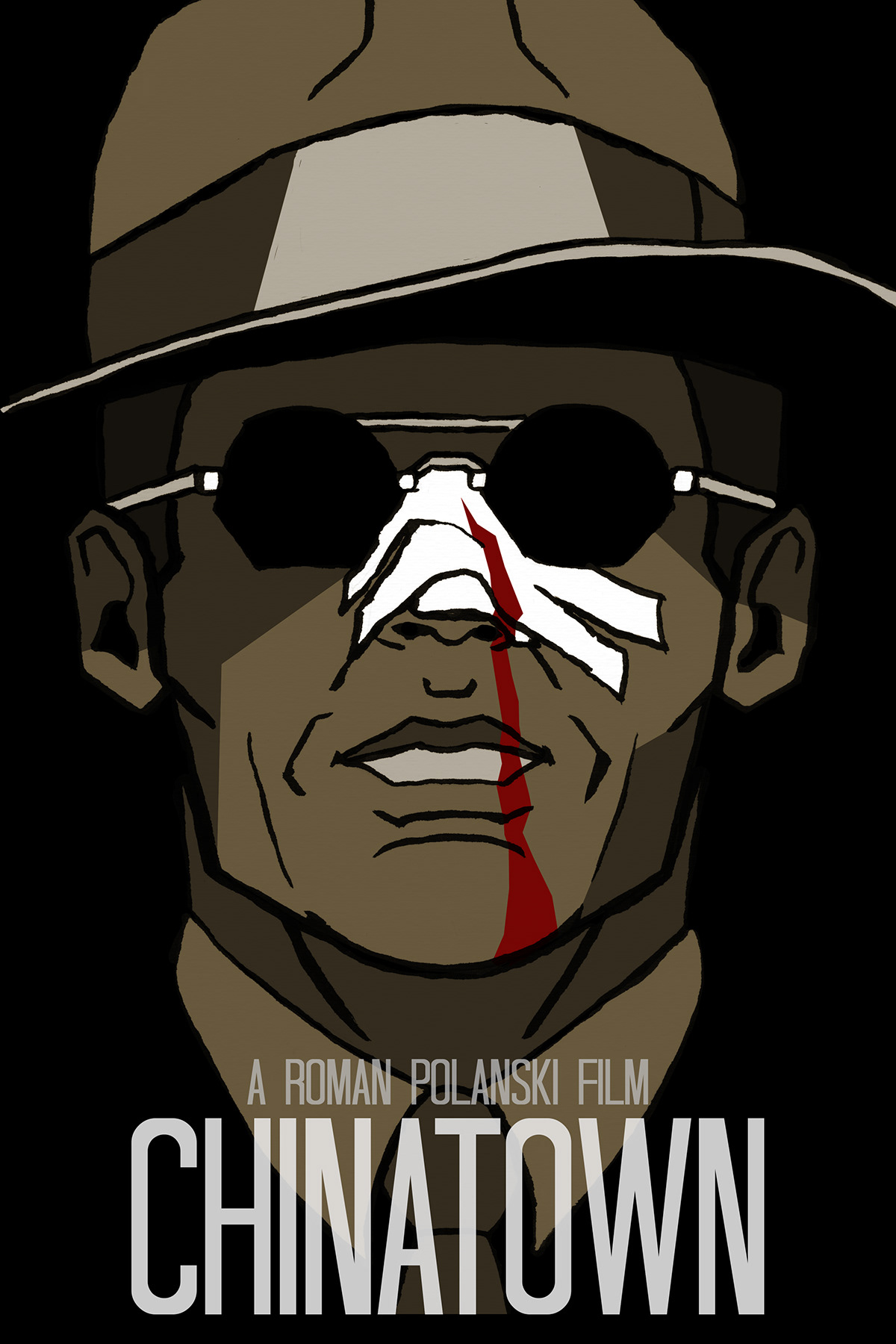 chinatown jack Nicholson roman polanski noir neo-noir movie poster minimalist blood