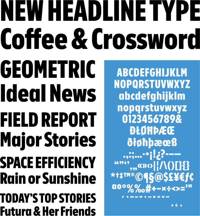 Typeface font newspaper publication Headline