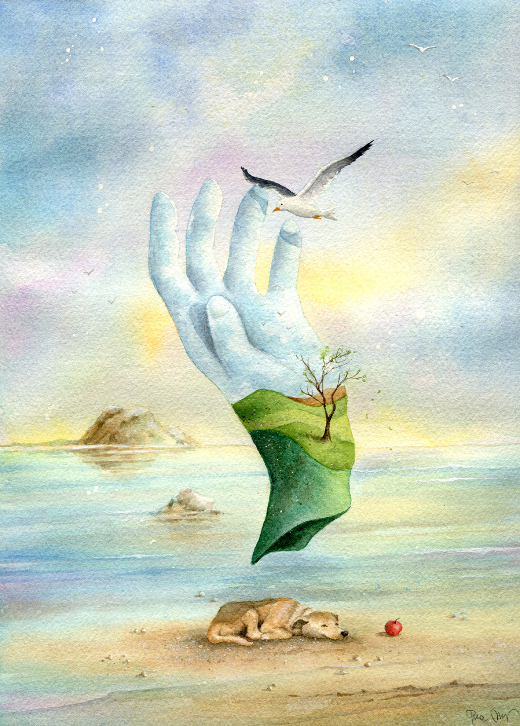 illustrazioni natura surrealismo watercolors