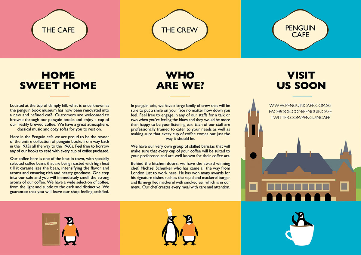 penguinbooks penguin cafe children books color posters menu Signages collaterals