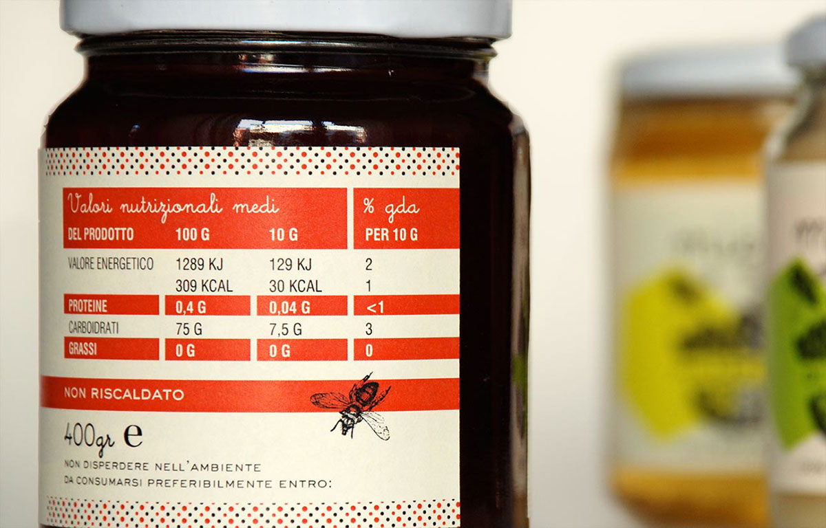 honey  hazelnut cream miele chocolate bee honeycomb Label labels ingredients millefiori tiglio castagno biologico squirrel bio