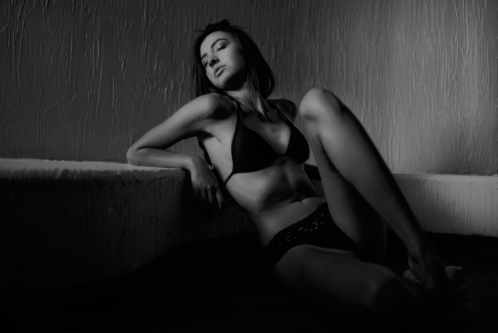 Fashion  model sexy lingerie nude boudouir sensual portrait blackandwhite erotic