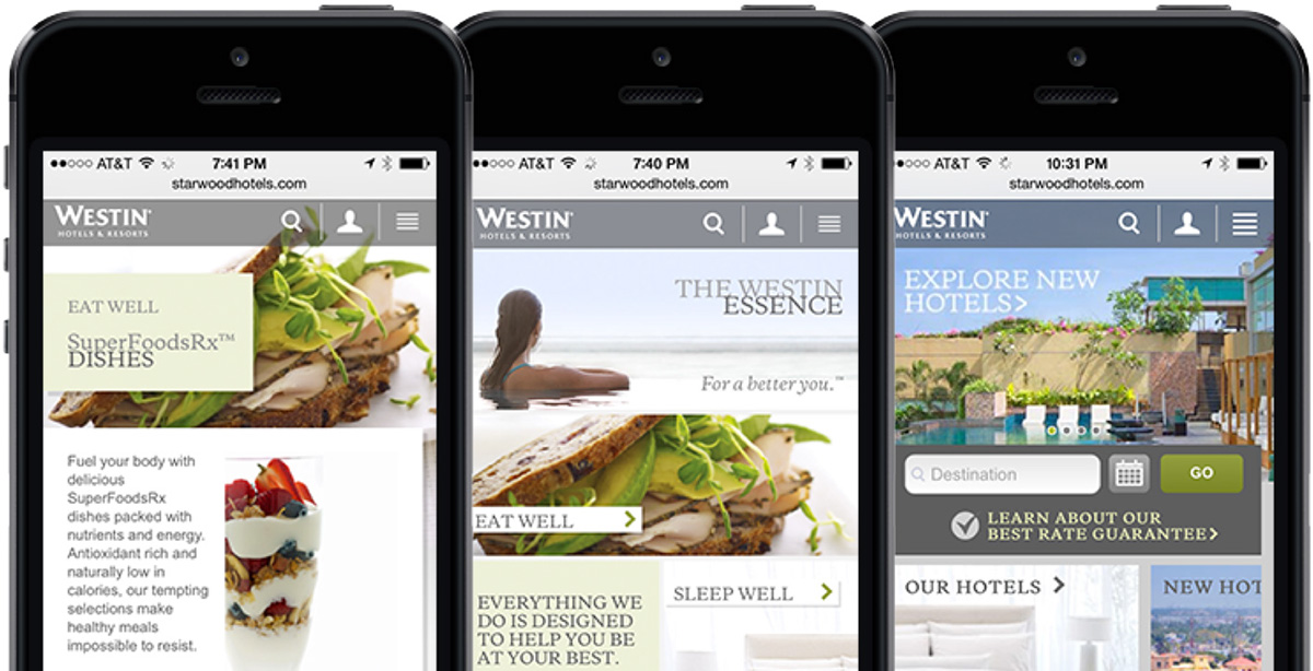hotel mobile mobile web iphone Hospitality e-commerce app inspire Starwood android