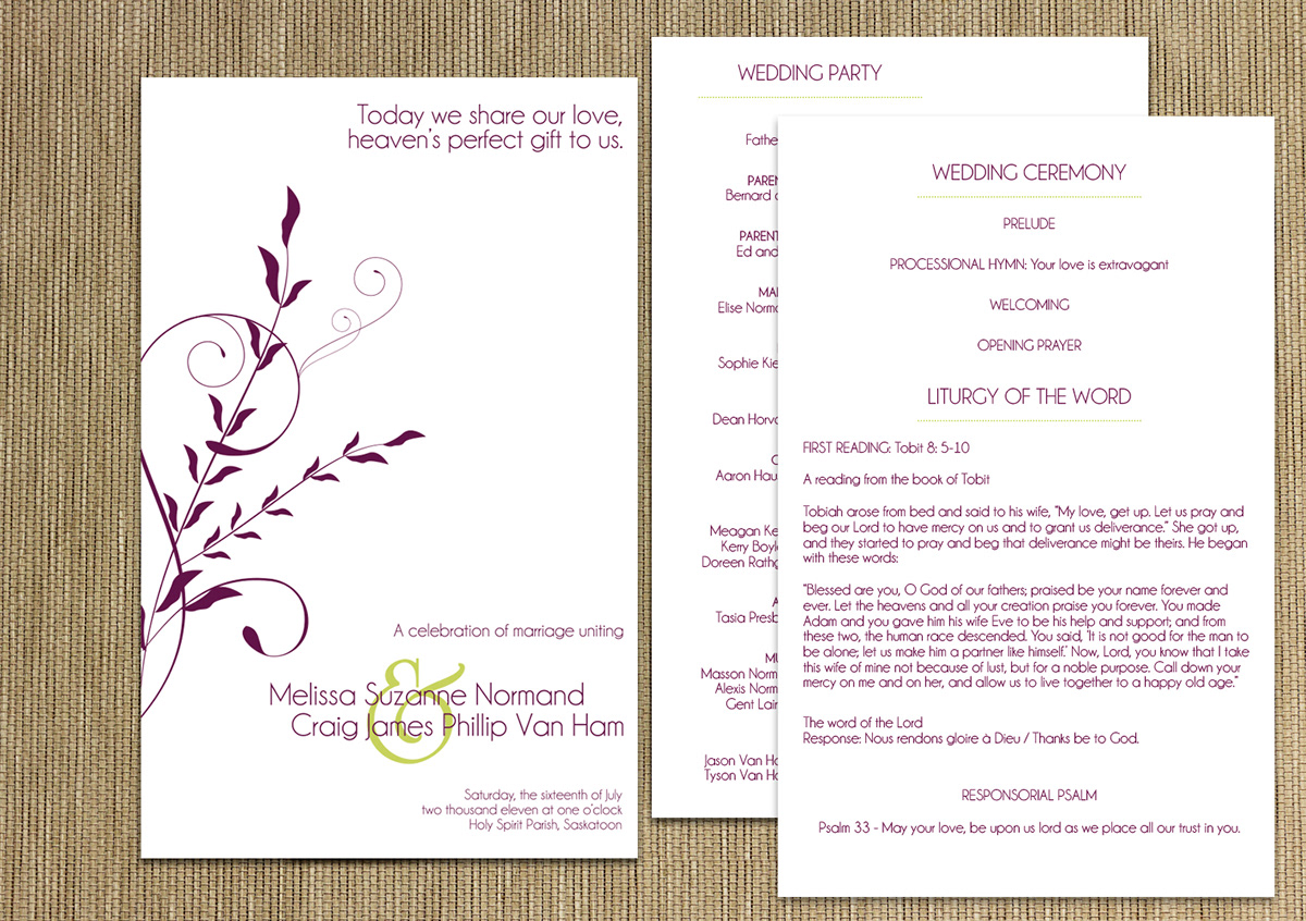 wedding invites Invitation Program Stationery saskatoon Saskatchewan alberta purple violet