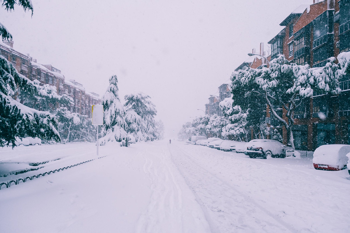 city cityscape ice madrid nieve snowfall snowstorm spain streetphotography winter