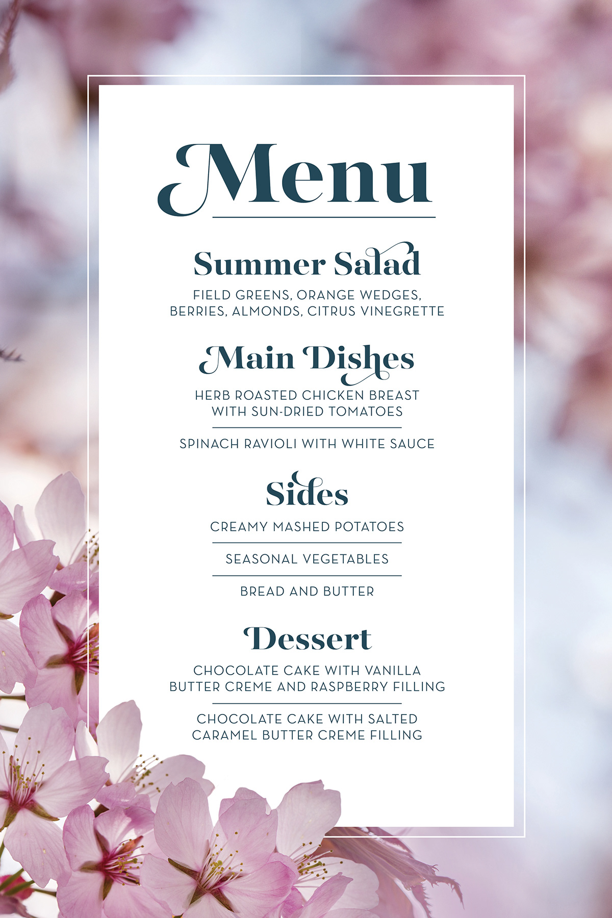 wedding Invitation announcement Signage Cherry Blossom karissa phelps washington dc menu