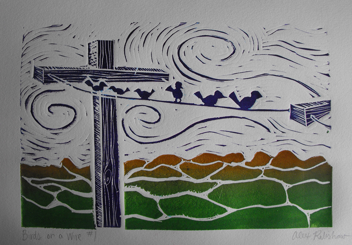 printmaking birds etching linocut