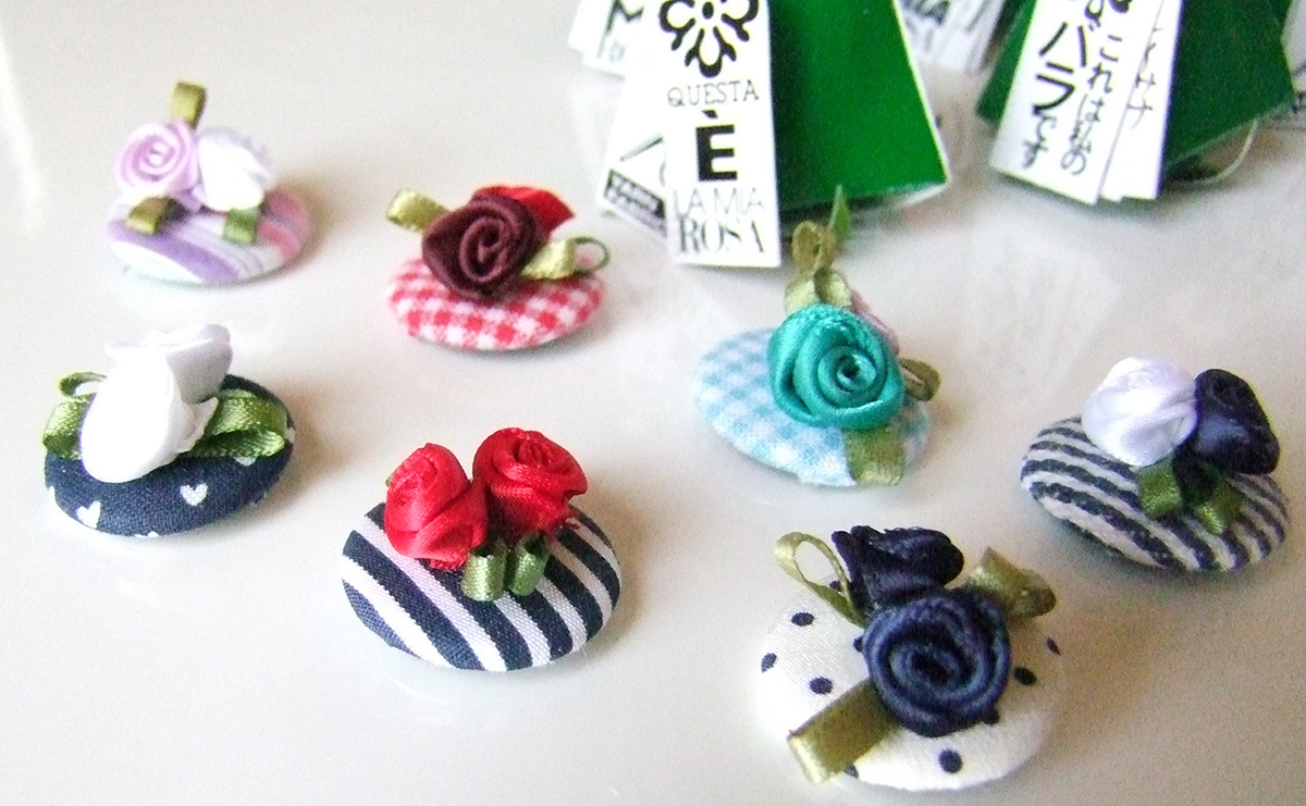 rosa blossom badge pin button fabric origami  folding Opening Emotional unboxing rose flower