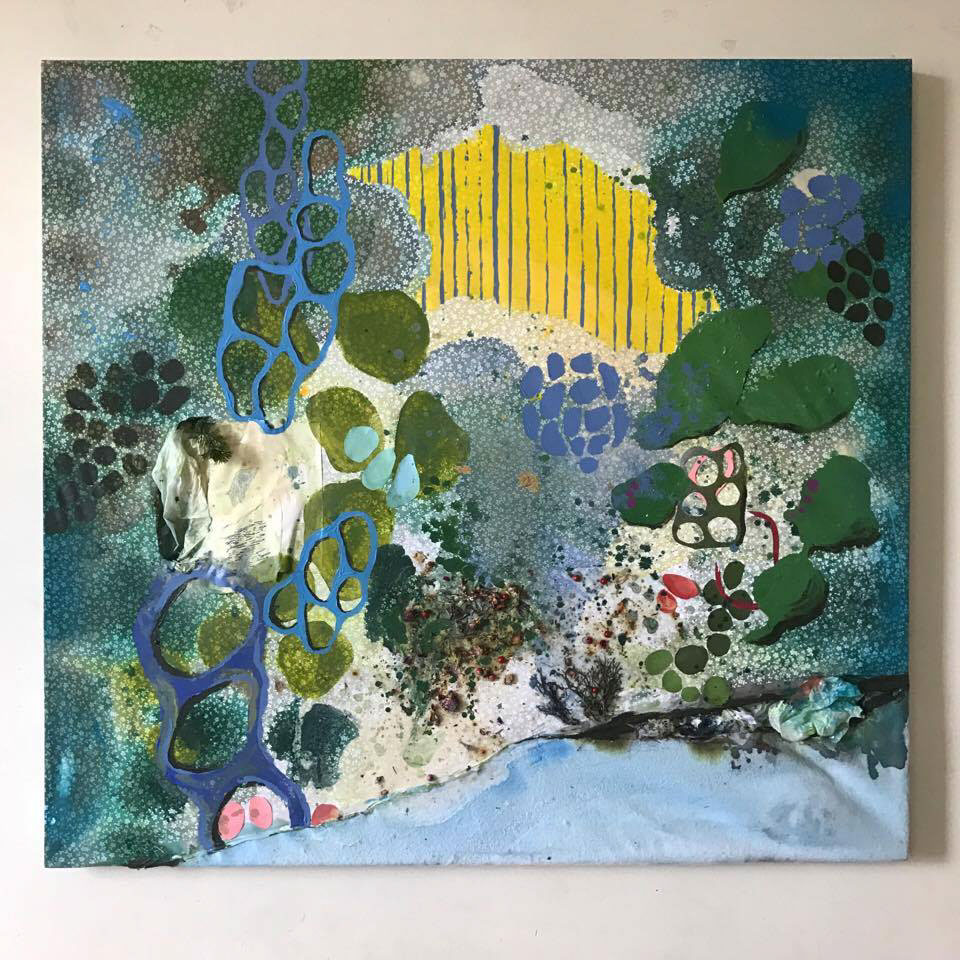 painting   collage Acrylic paint color organic Nature abstraction holes communication network
