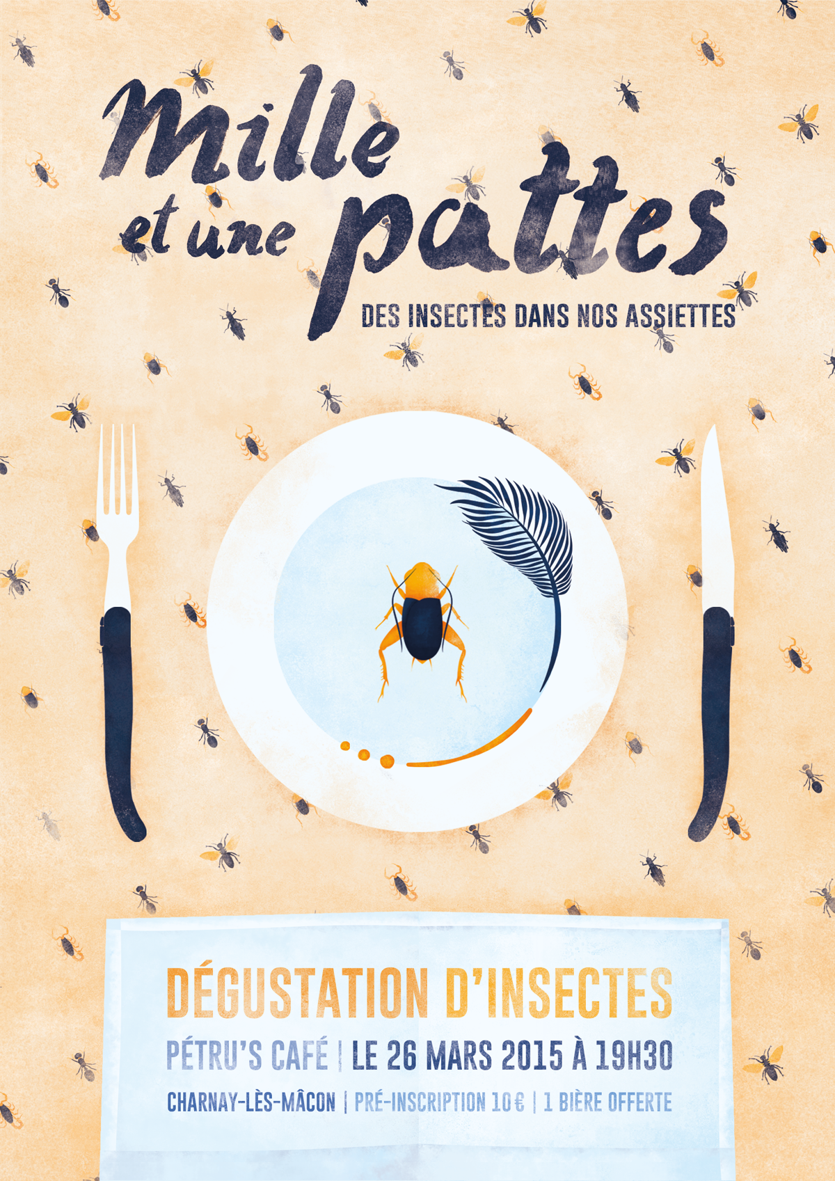 insect pattern dégustation tasting poster flyer entomology