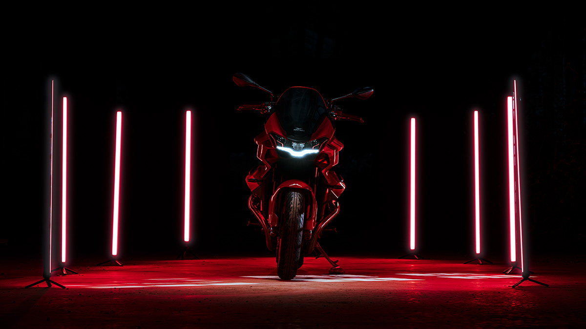 moto guzzi motorcycle motorbike neon commercial Photography  sony alpha automotive   moto Bike