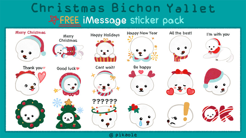 Christmas winter Bichon Frise puppy dog cute Wallpapers Holiday Theme sticker pack