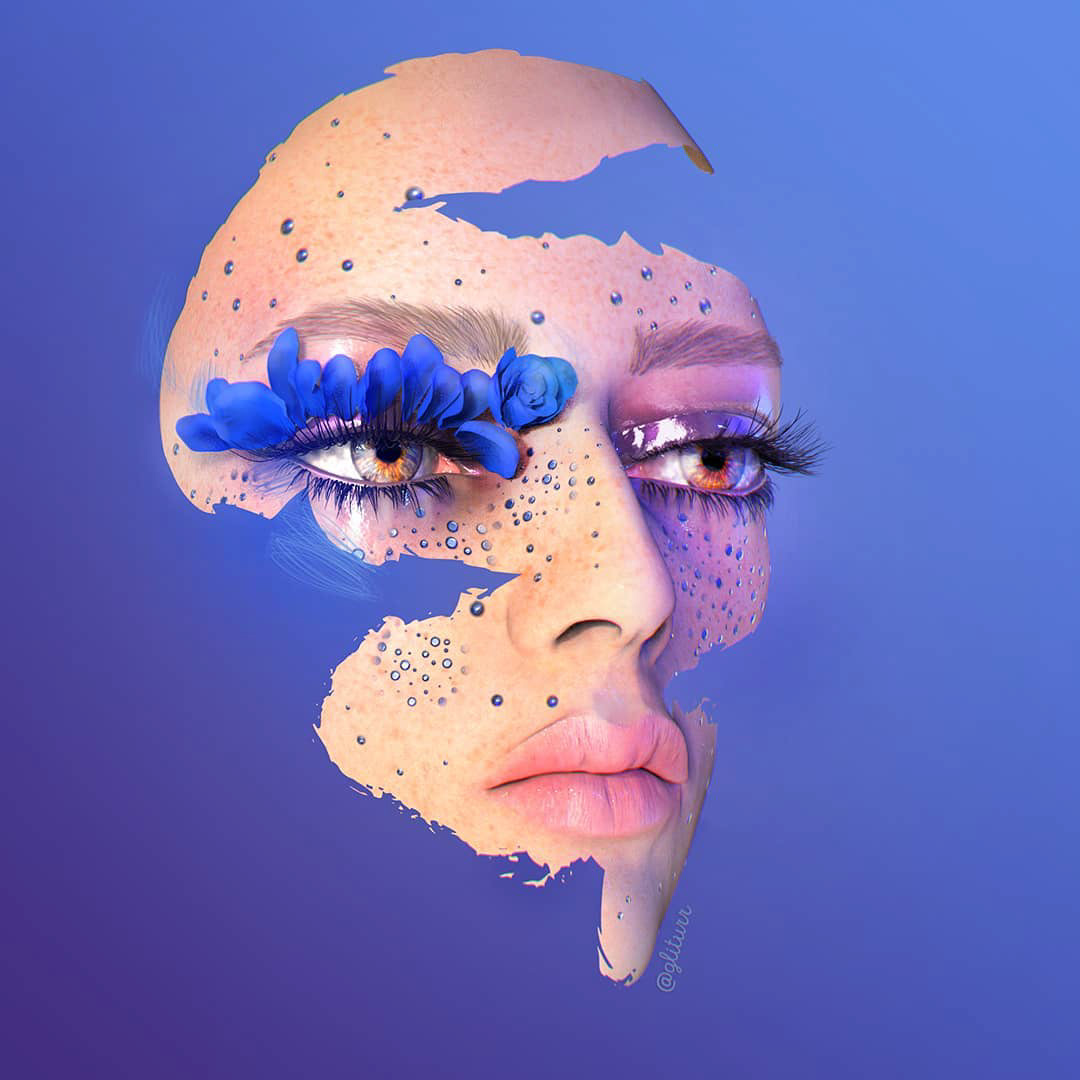 glitch art databending glitchaesthetic pixelsorting poster society6 beauty social media Beauty brand illustrations