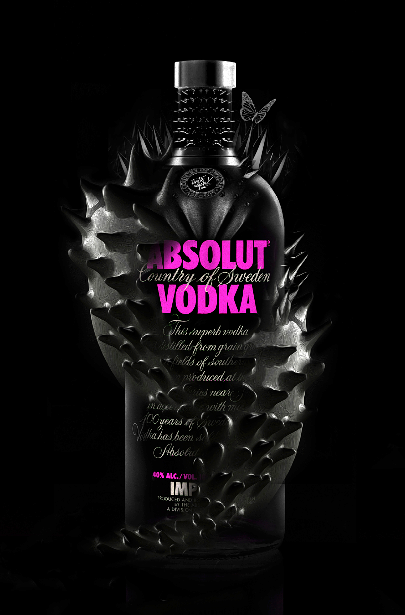 fantasmagorik nicolas obery dark black White Vodka absolut iron skull Liquid drink fantastic man adobe photoshop