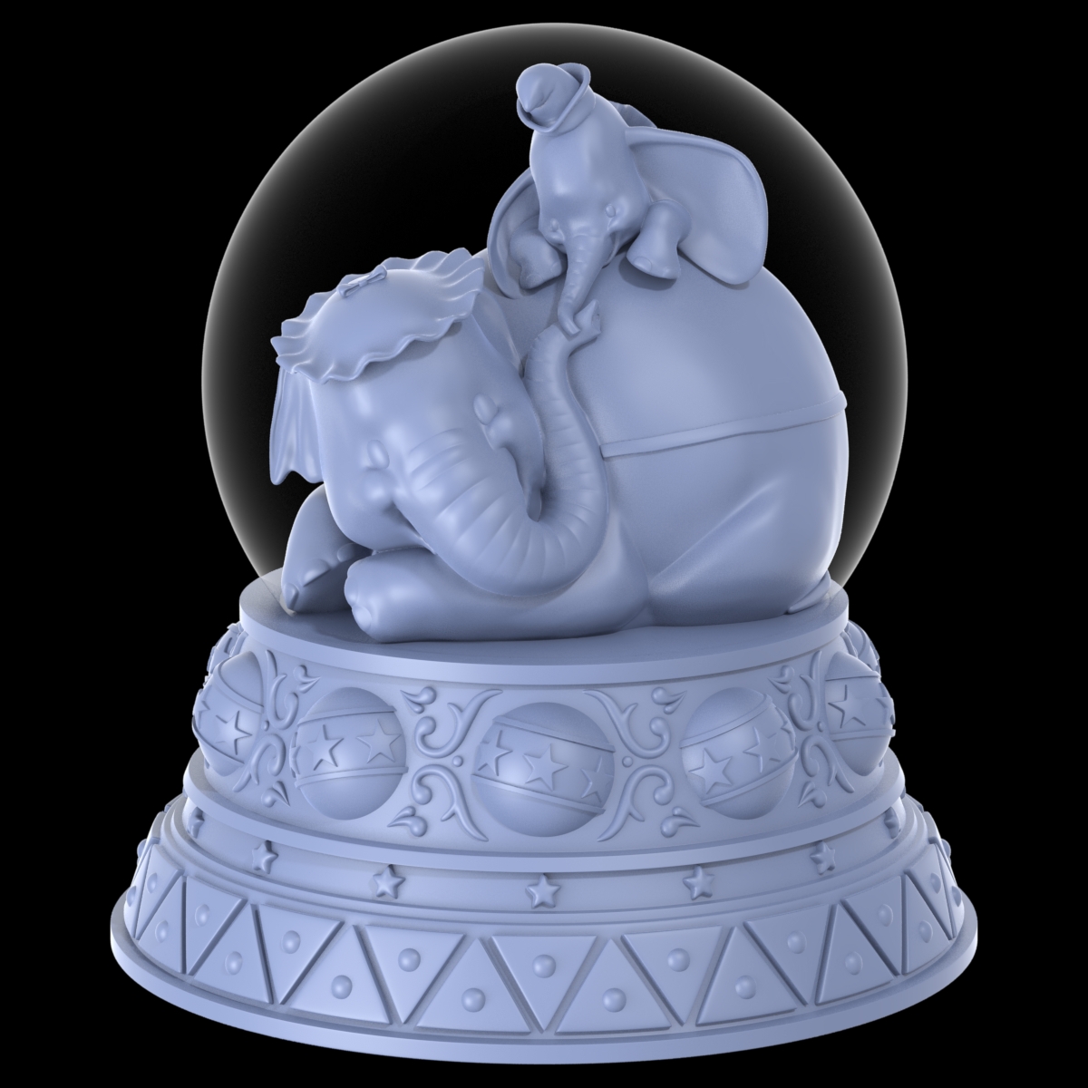 disney snow globes sculpture Dumbo Pooh mickey mouse digital sculpture