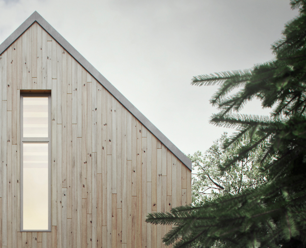 3D 3ds house wood modern Sunny cloudy design