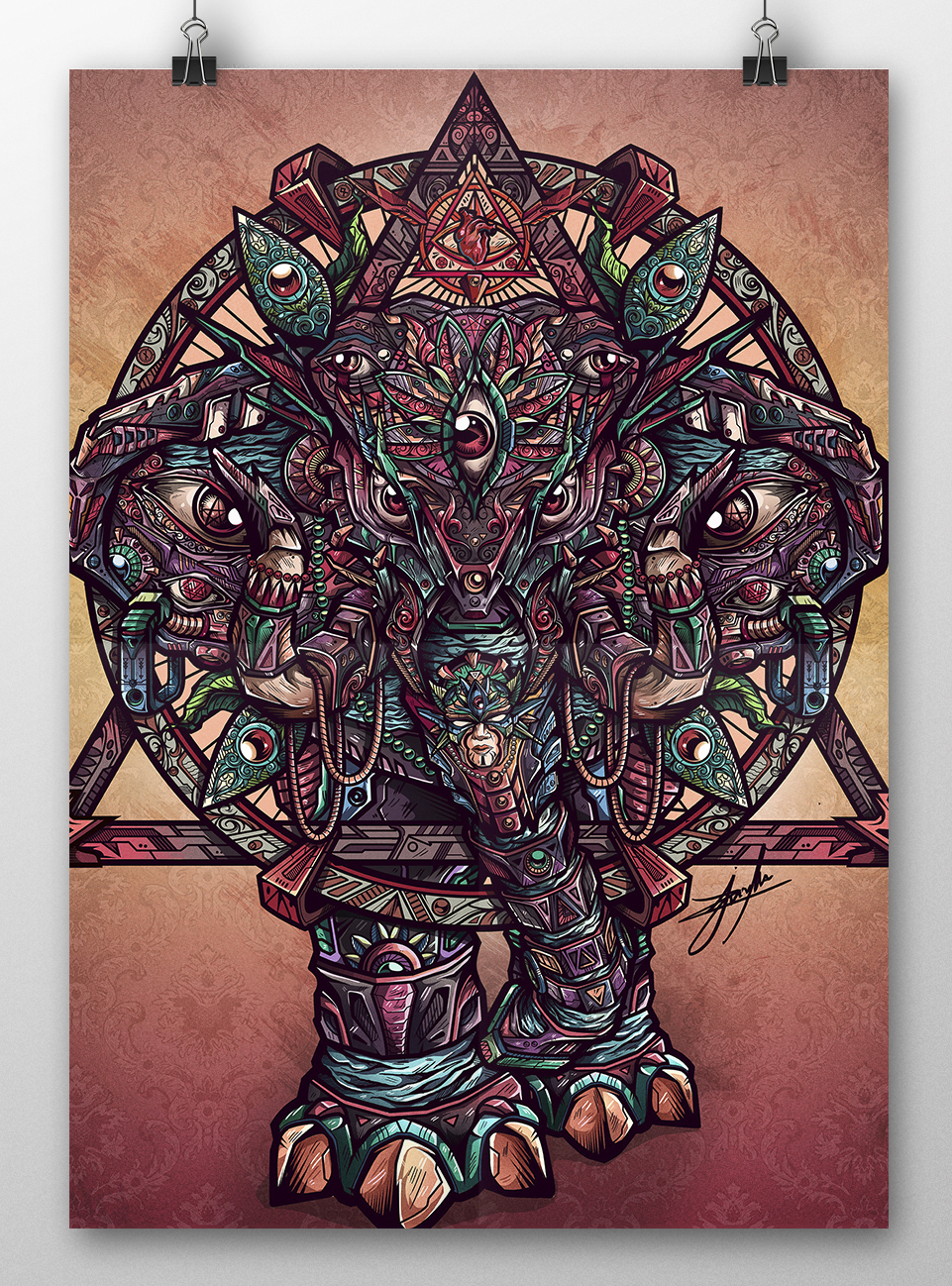 owl elephant ILLUSTRATION  trippy psychedelic characterdesign