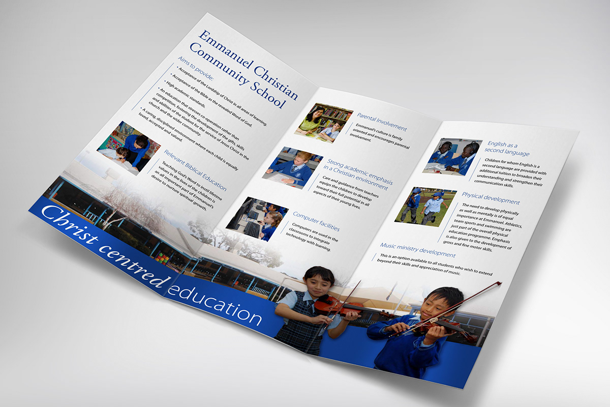 brochure design Marketing collateral dl brochures education design School Design