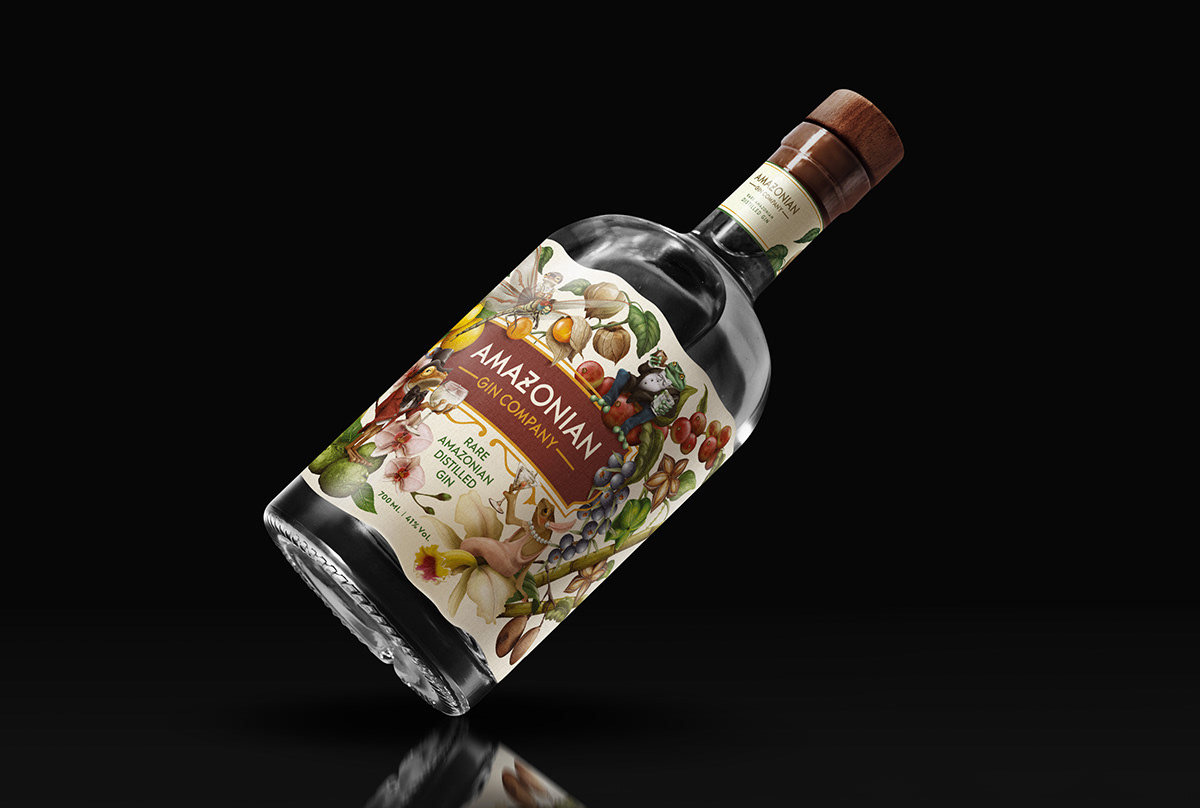 gin peru Label branding  graphic design  ILLUSTRATION  art bottle Spirits diseño gráfico