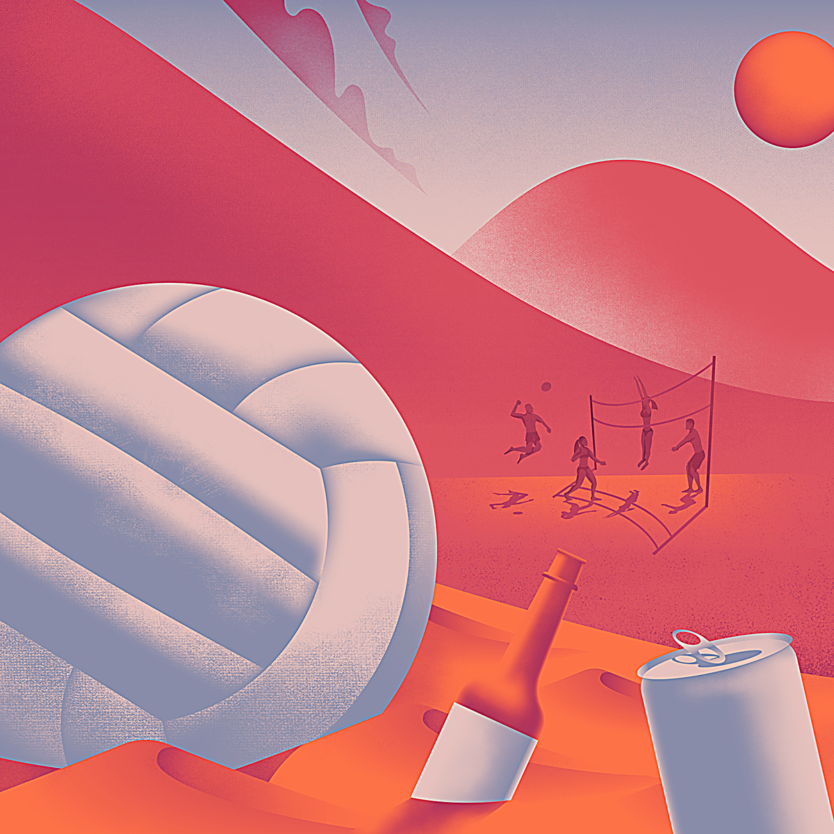 ILLUSTRATION  the futur summer depth texture color atmosphere atmosphere perspective volleyball beach