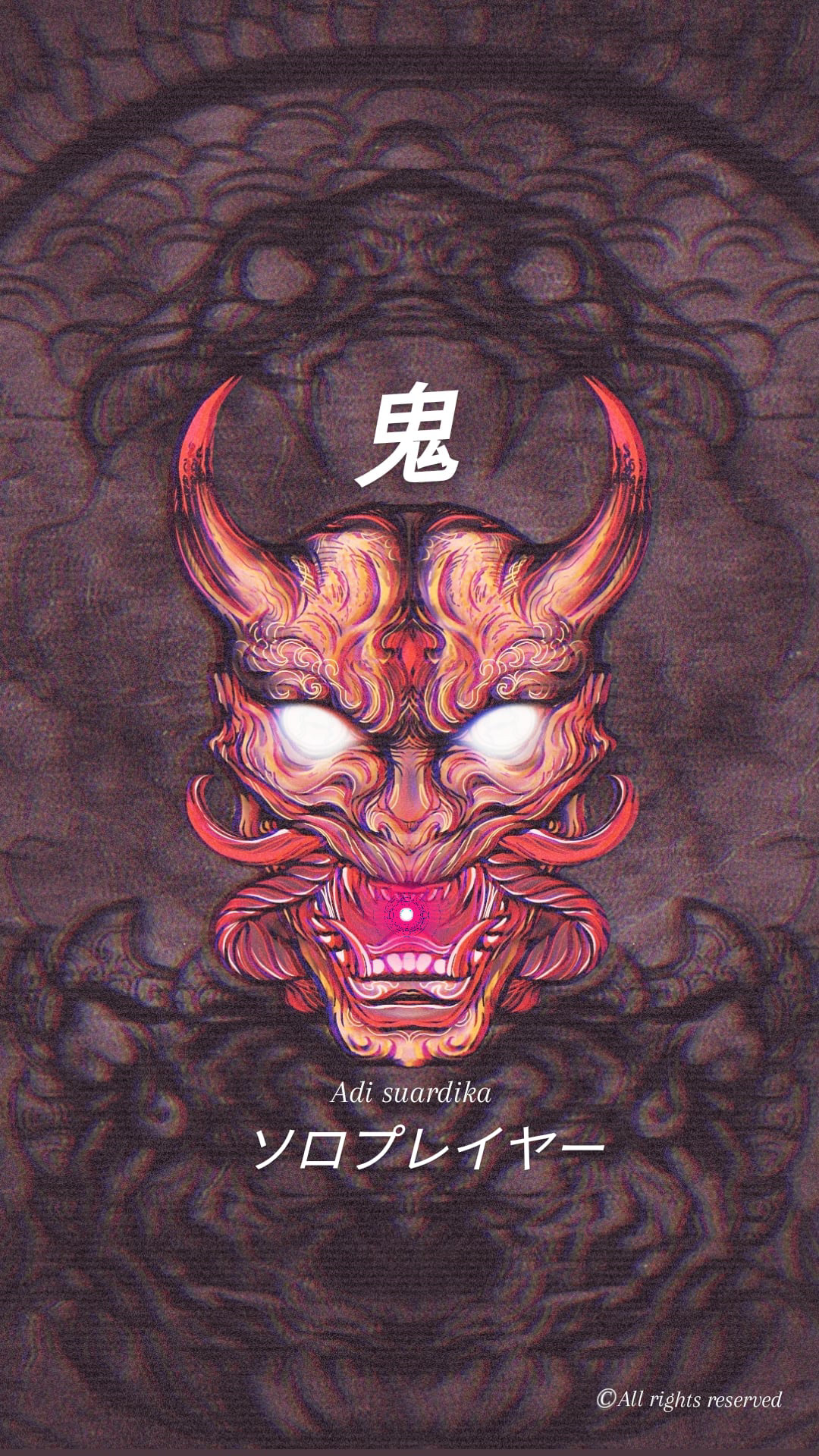 Digital Art  digital illustration ILLUSTRATION  japanese mask oni mask