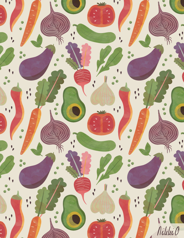 pattern Textiles fruits veggies design