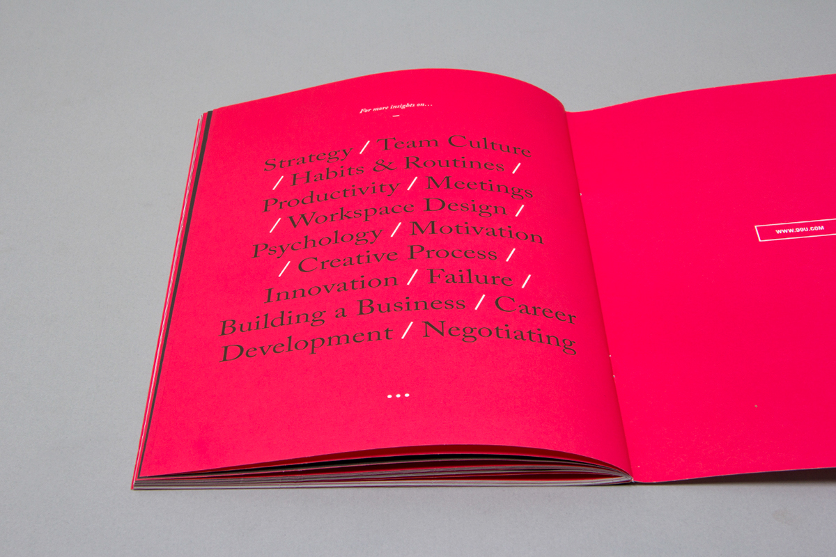 magazine 99U Quarterly Behance pink design graphic simple modern minimal type black creative Beautiful Booklet