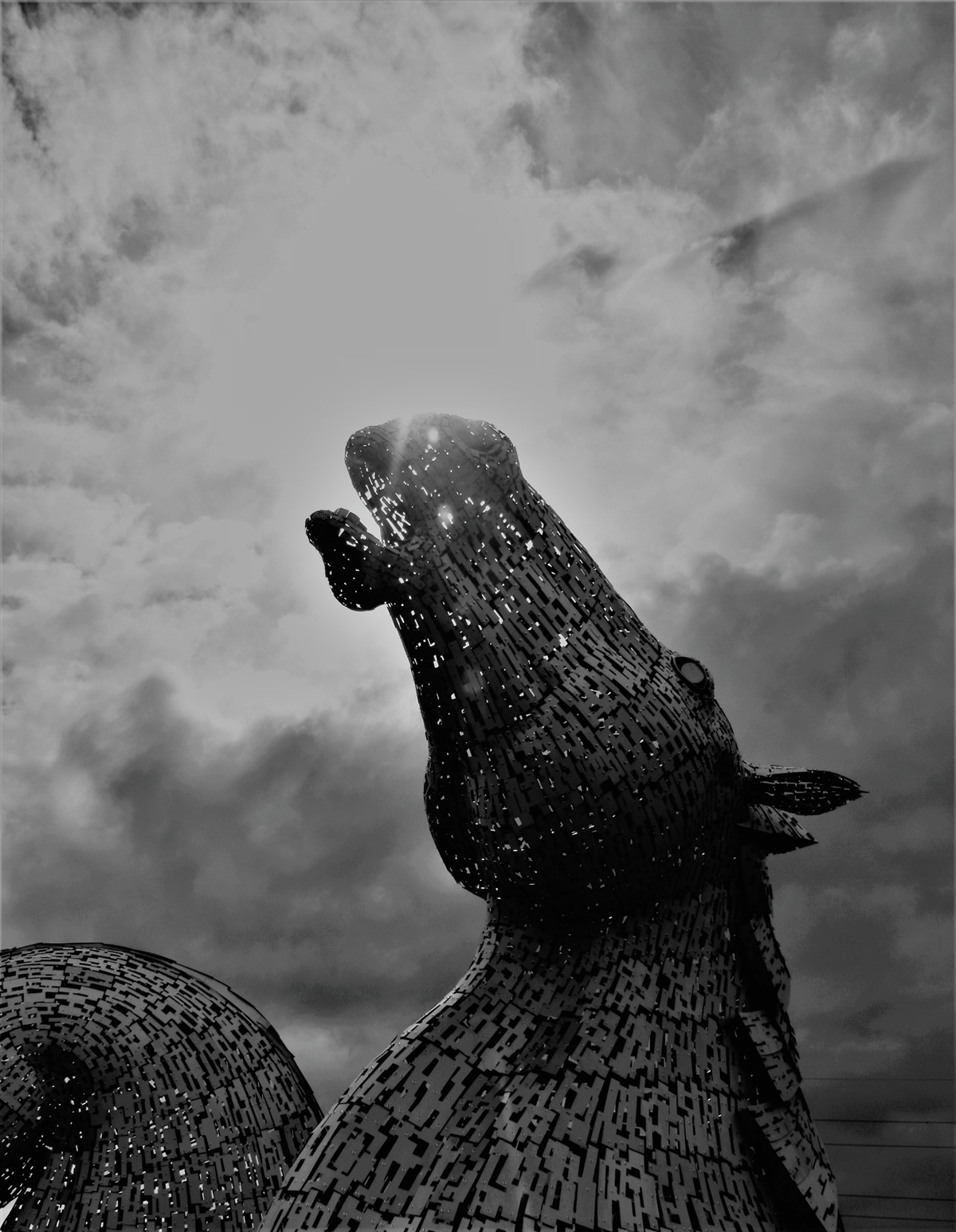 Chromatic aberration whilst taking a shot of the Kelpies turned into B/W image