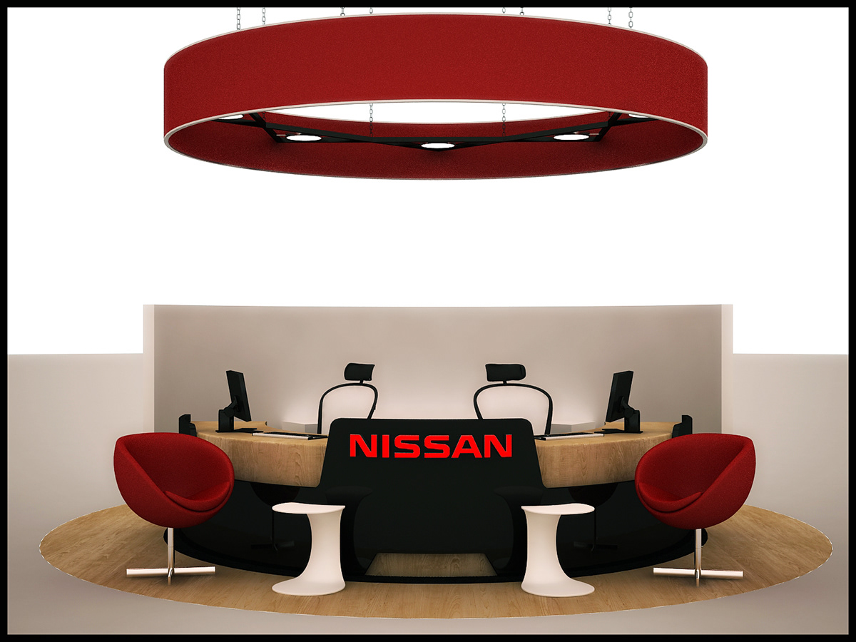 Interior design reception furniture modern light red MAX vray
