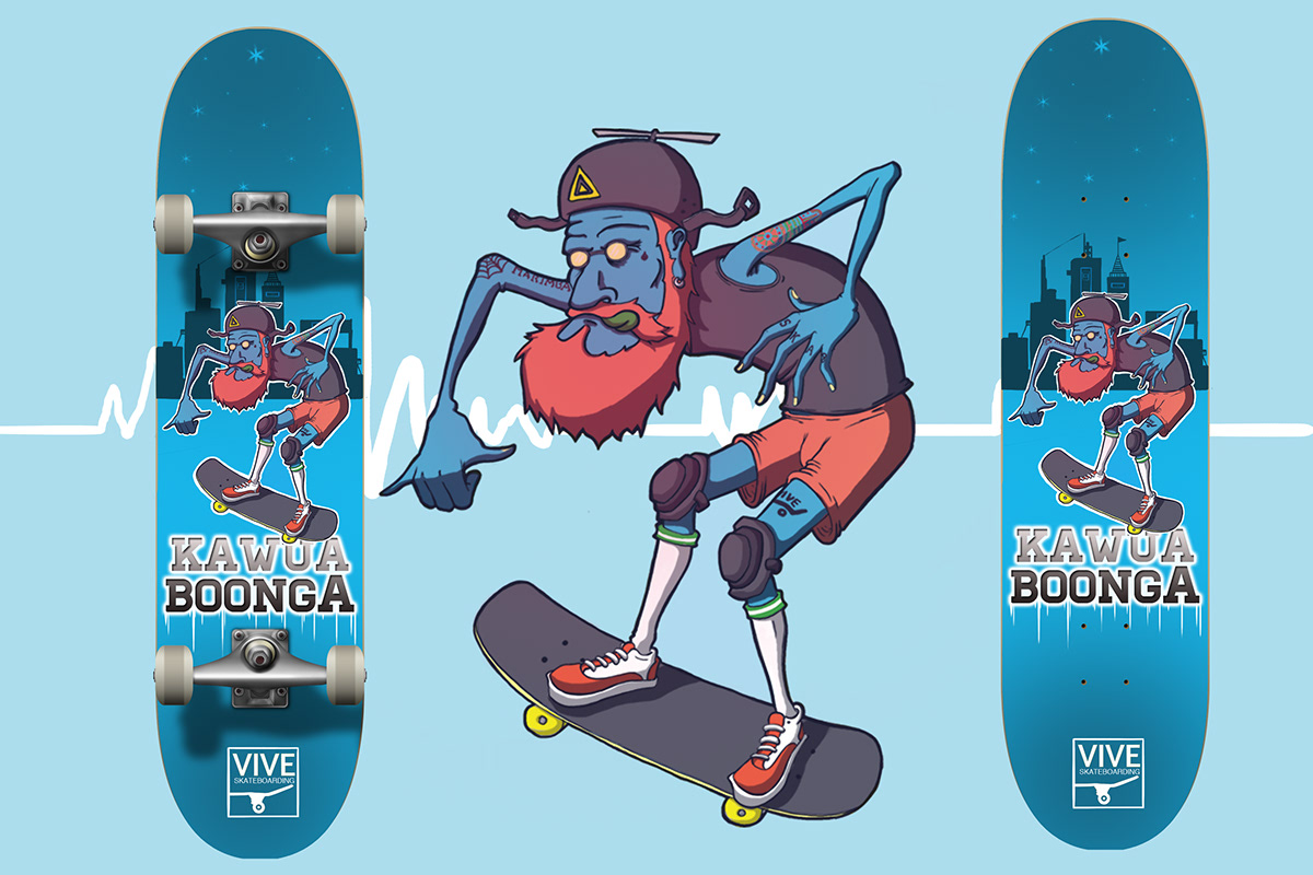Aldrich henriquez   bogota colombia skate skateboard ilustracion arte digital kapok old man viejo kaguaboonga