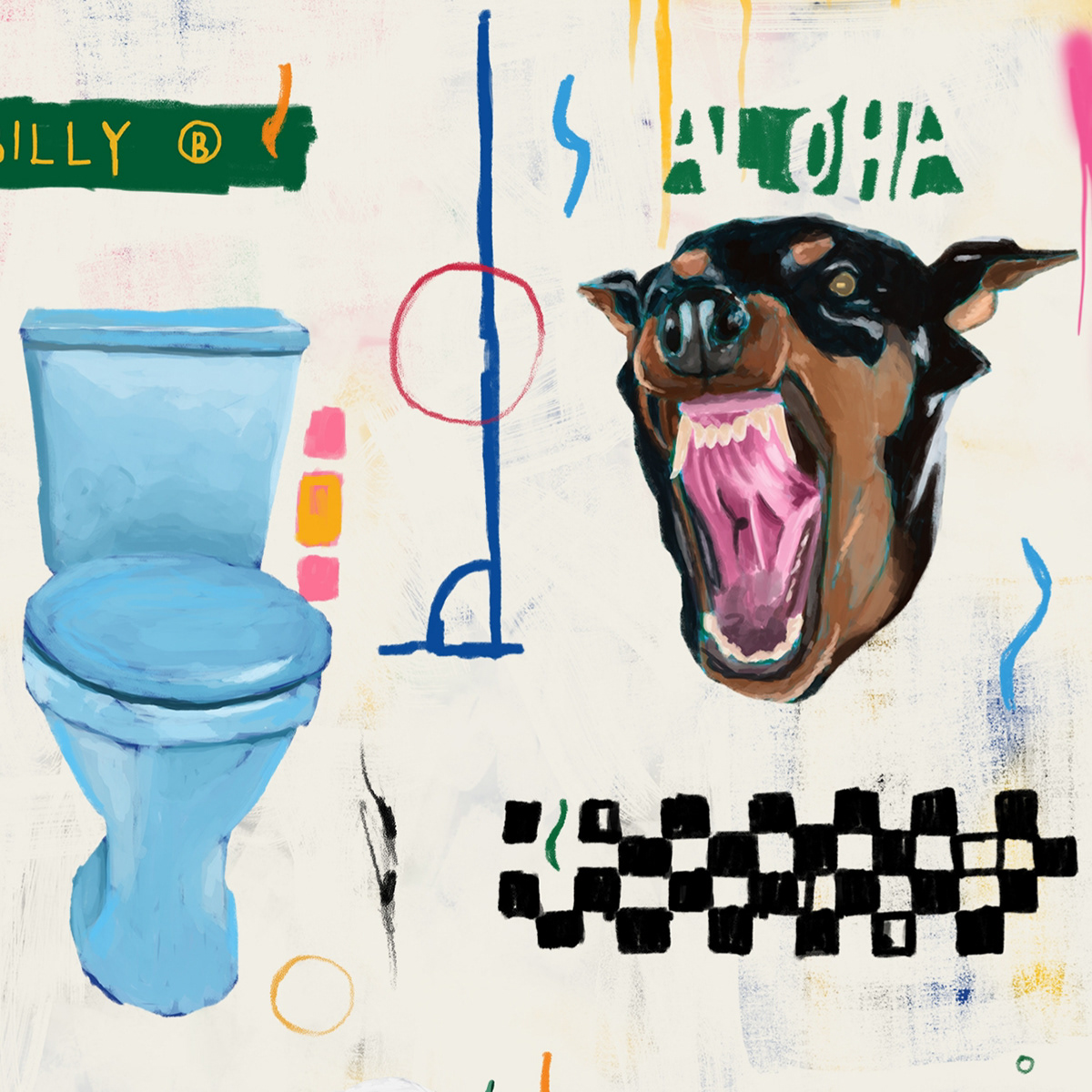 art artwork contemporarypainting Digital Art  digital painting dog Fine Arts  photoshop toilet young blood