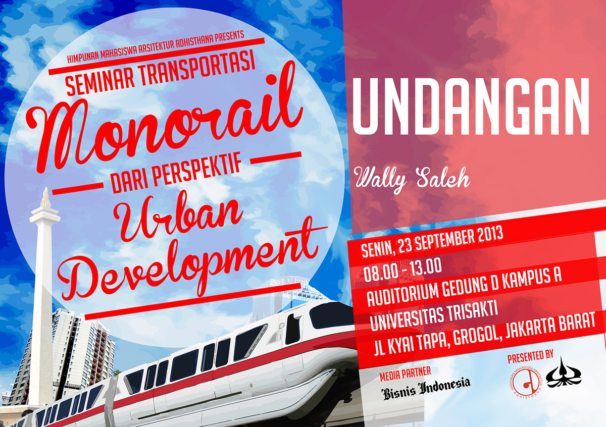 monorail jakarta vector poster transportation seminar