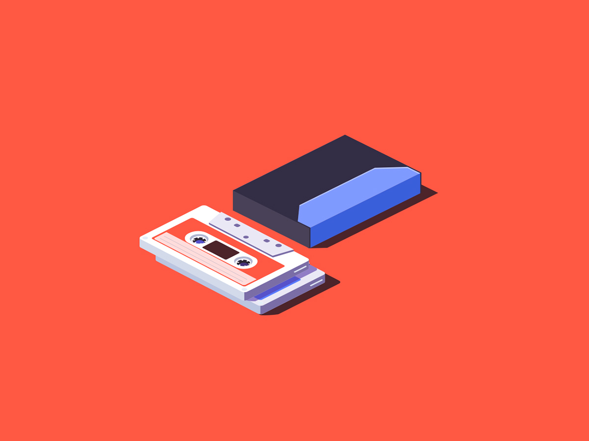 ILLUSTRATION  ISO Isometric Retro Recorder cassette