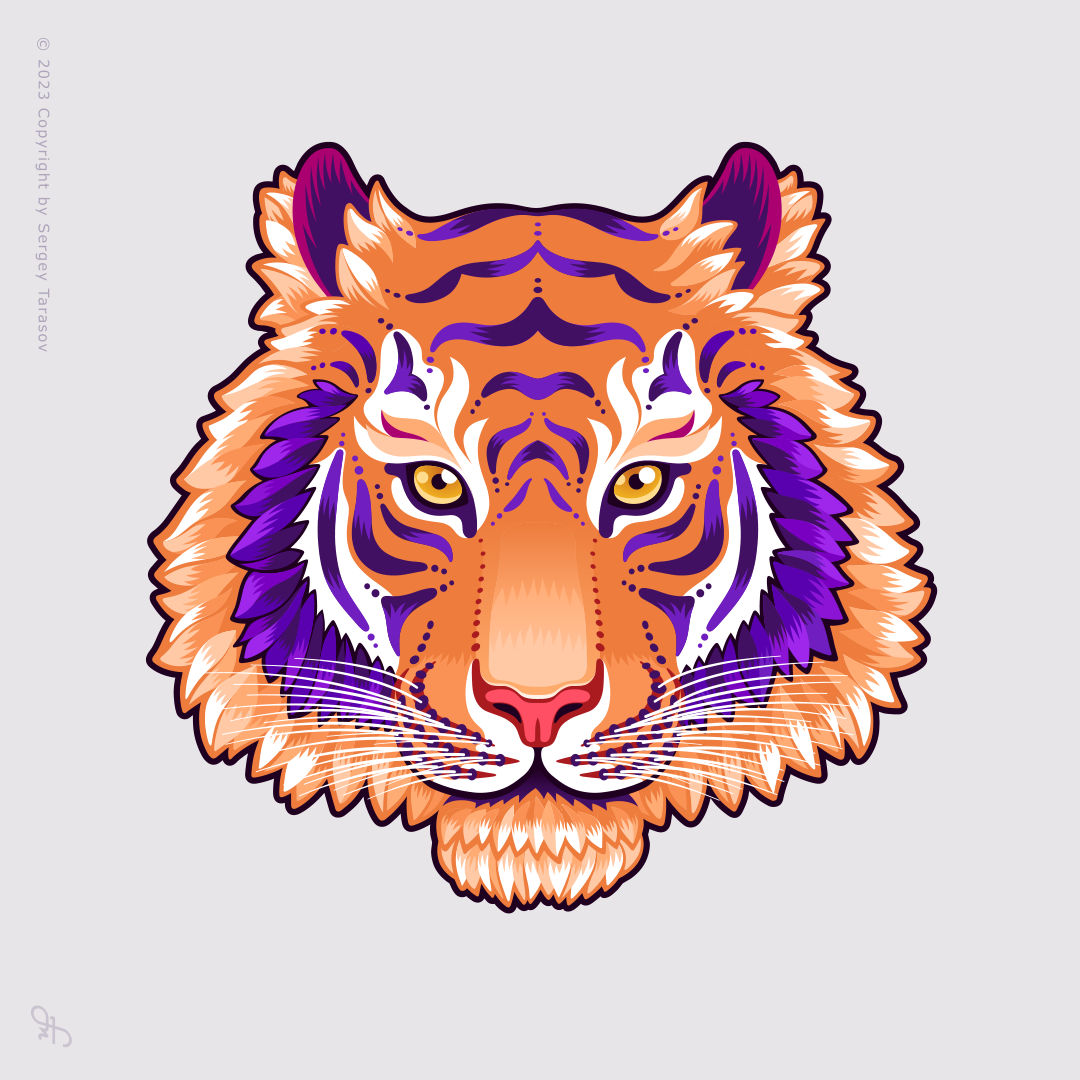 Artistic representations of a tiger portrait
