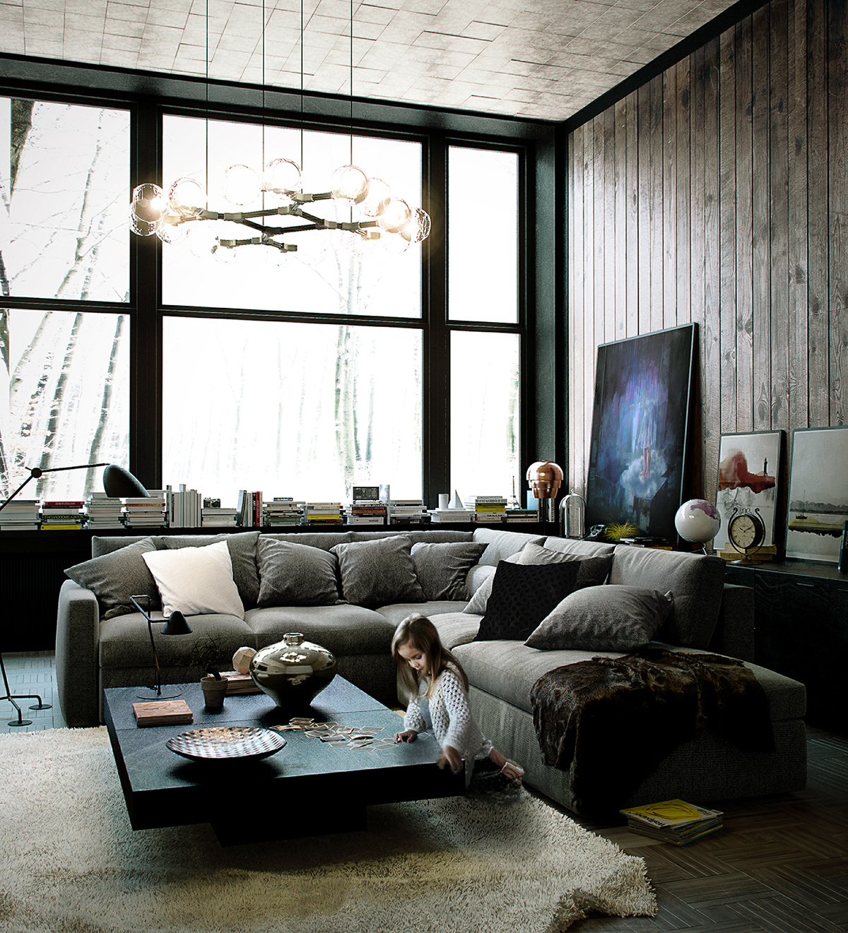 CENOVA BoConcept furniture winter sofa Interior 3D light 3dmax girl windows
