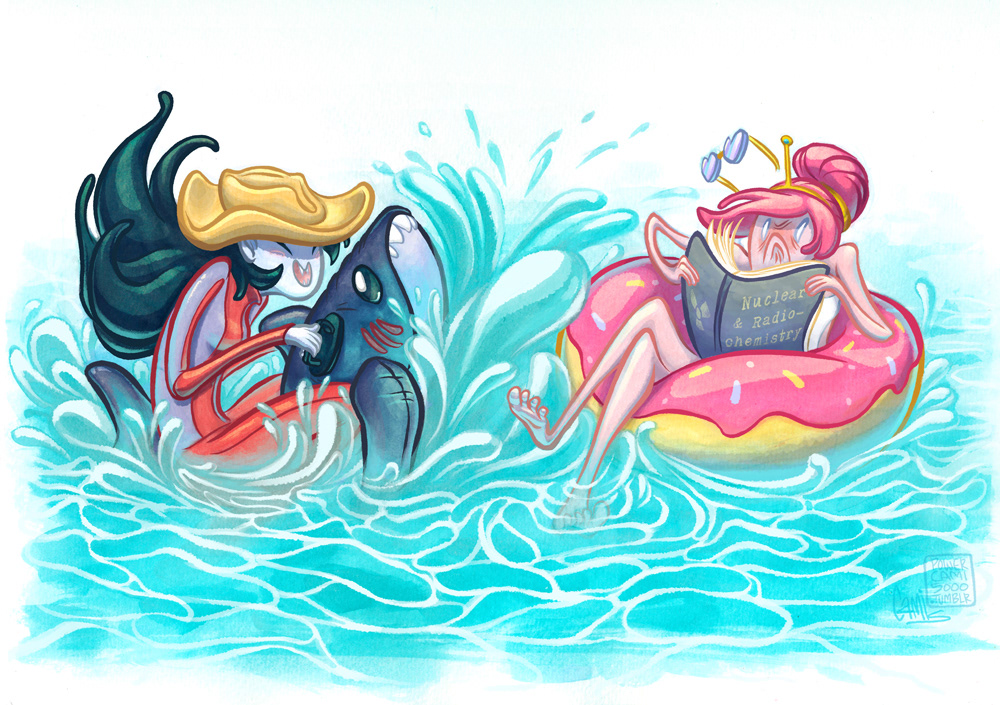 Adventure Time Fan Art princess bubblegum marceline summer Pool
